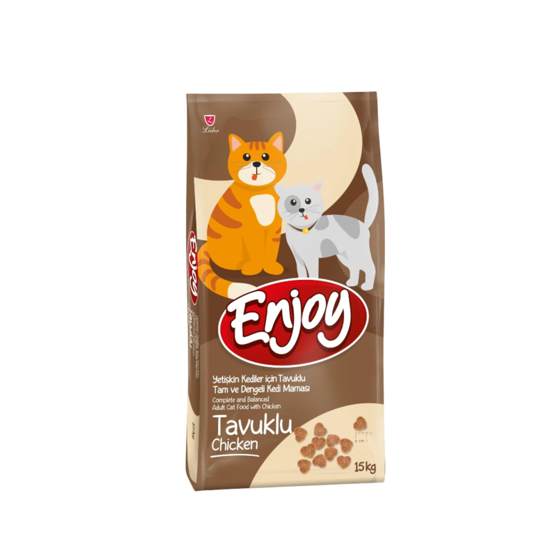 Enjoy Tavuklu Yetişkin Kedi Maması 15+1 kg hediyeli paket, tavuk proteini ile kas gelişimi ve bağışıklık desteği
