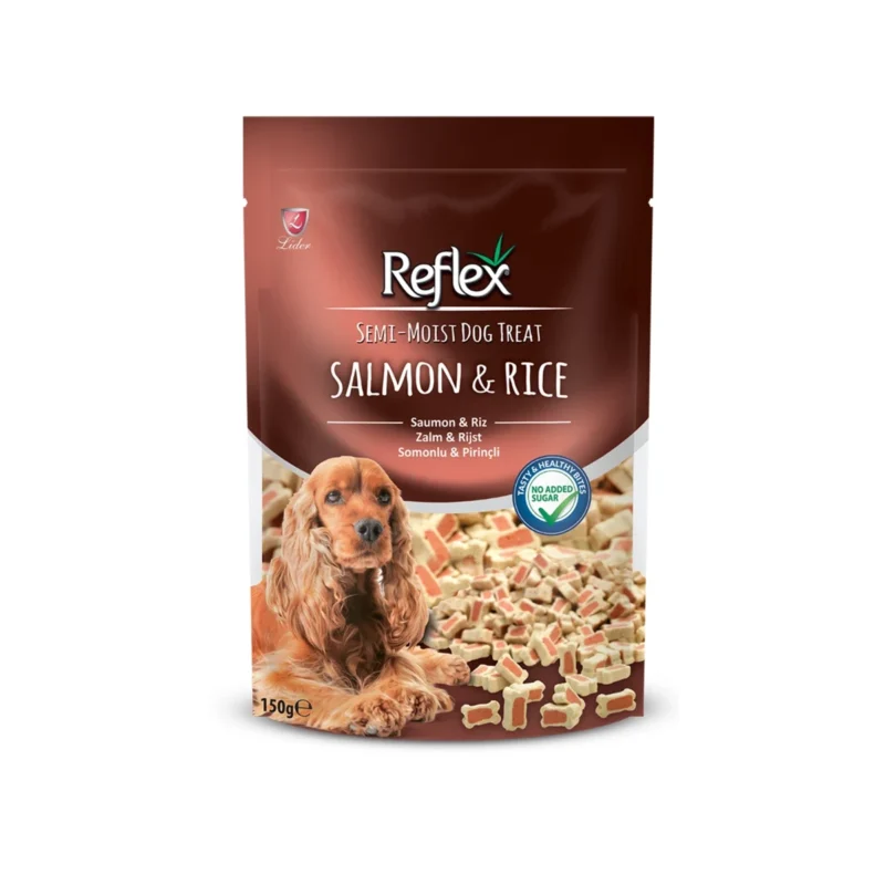 Reflex Semi-Moist somonlu pirinçli yarı nemli kedi ödül maması 150g ambalaj görseli