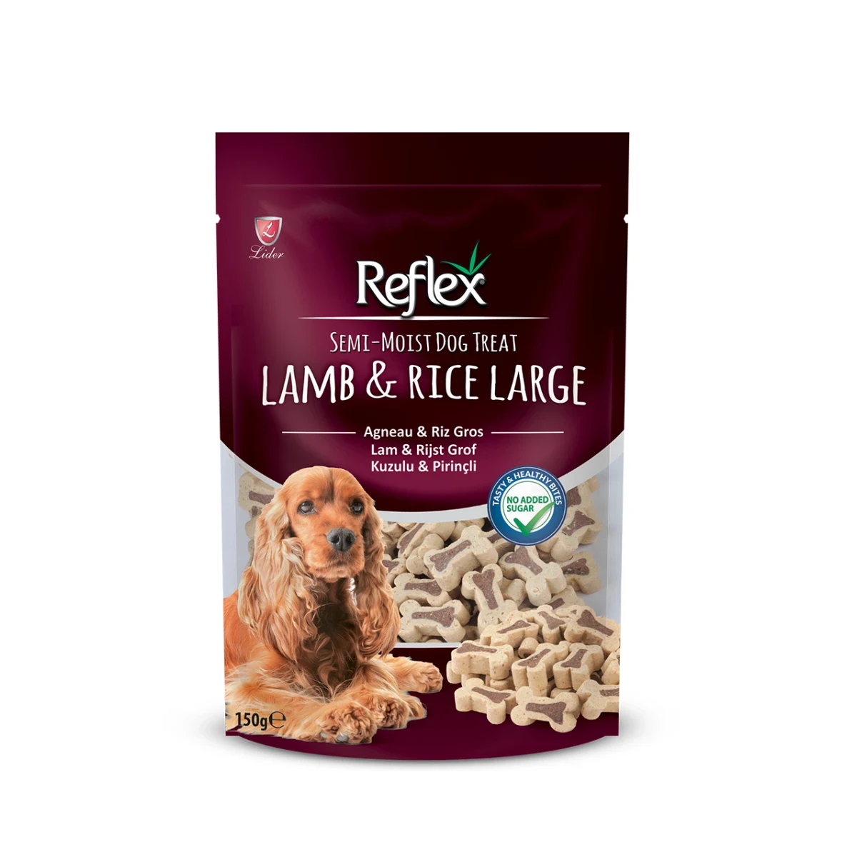 Reflex Semi-Moist Kuzulu Pirinçli Büyük Ödül Maması 150 g Köpek Reflex Semi-Moist kuzulu pirinçli büyük köpek ödül maması 150g, yarı ıslak yumuşak atıştırmalık