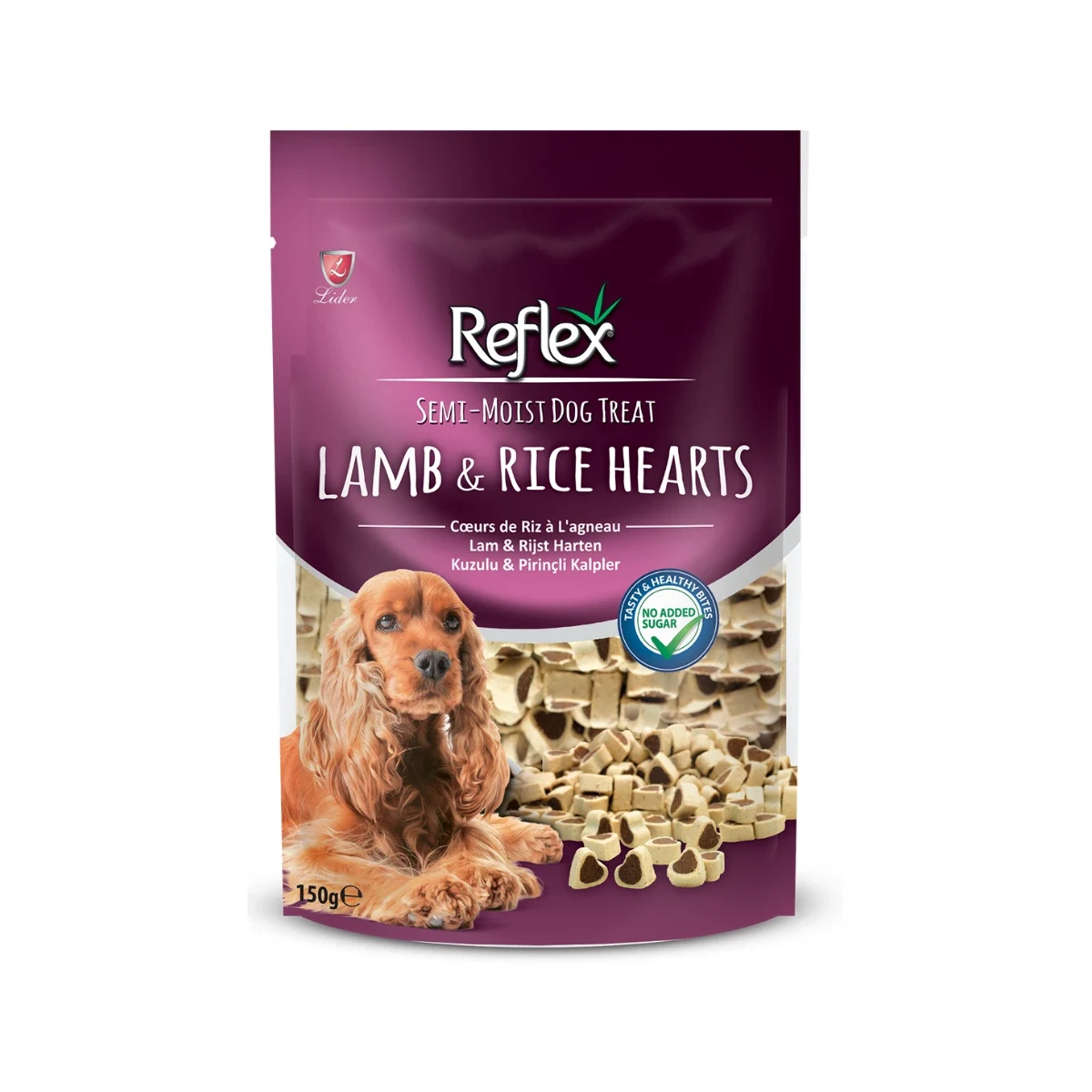Reflex Semi-Moist Kuzulu Pirinçli Kalpler Ödül Maması 150 g Köpek Reflex Semi-Moist Kuzulu Pirinçli Kalpler Ödül Maması 150g - Köpekler için yumuşak kalp şekilli lezzetli ödül maması
