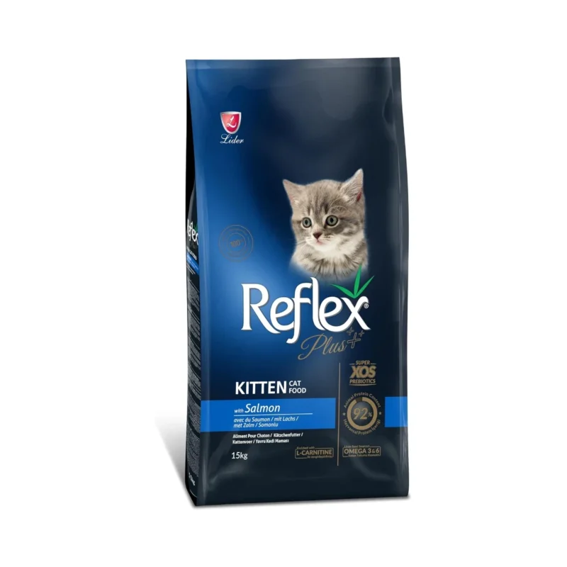 Reflex Plus Somonlu Yavru Kedi Maması 15 kg büyük boy torba, yavru kediler için dengeli beslenme