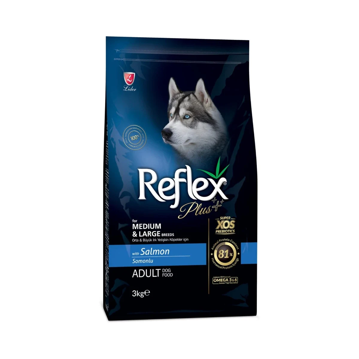 Reflex Plus Somonlu Orta ve Büyük Irk Yetişkin Köpek Maması 3 kg Köpek Reflex Plus Somonlu Orta ve Büyük Irk Yetişkin Köpek Maması 3 kg paketi