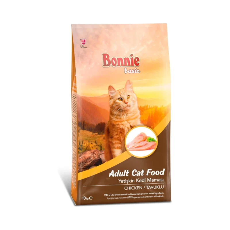 Bonnie Tavuklu Yetişkin Kedi Maması 10 kg – Tavuk etli, besleyici kuru kedi maması büyük boy paket