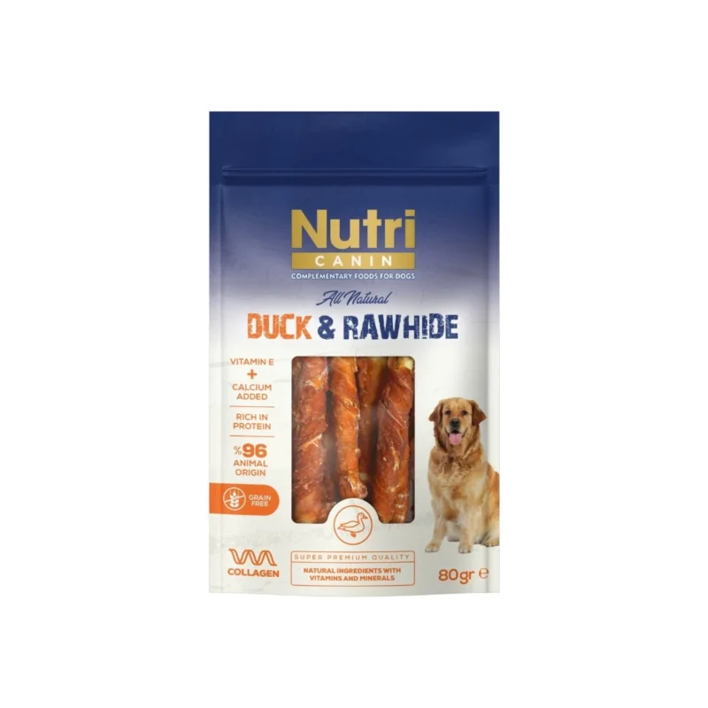 Nutri Canin Rawhide Snack Ördek 80g - Köpekler için doğal ham deri ödül maması