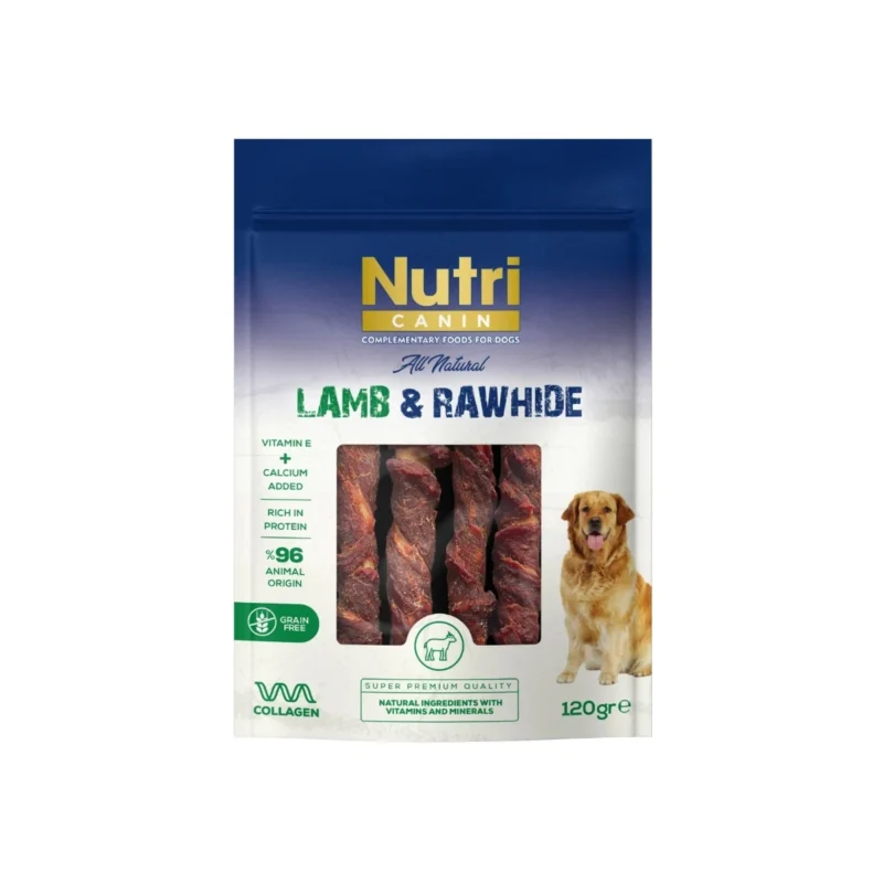 Nutri Canin Rawhide Snack Kuzu 120g – Köpekler için doğal kuzu derisi çiğneme ödülü
