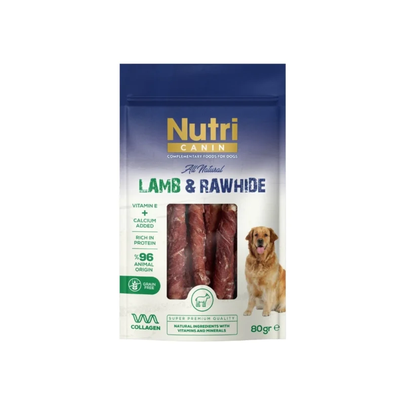 Nutri Canin Rawhide Snack Kuzu 80g - Köpekler için doğal kuzu derisi çiğneme ödülü