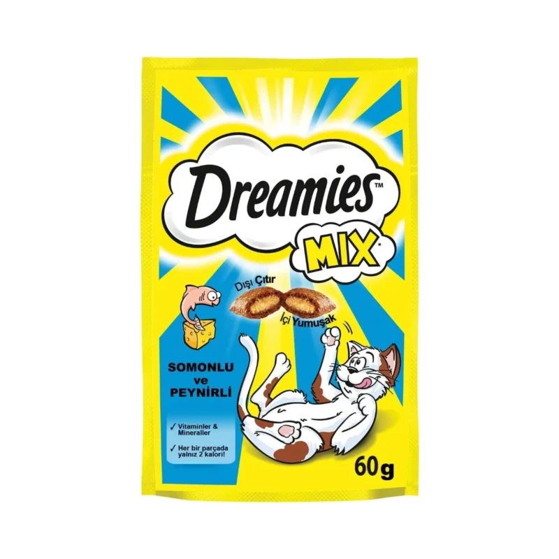 Dreamies yetişkin kedi somonlu peynirli ödül maması 60g, lezzetli ve besleyici kedi ödülü