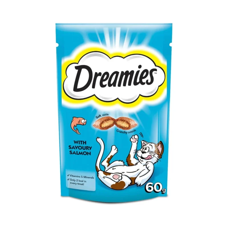 Dreamies yetişkin kedi somonlu ödül maması 60g, kediler için lezzetli ve besleyici atıştırmalık
