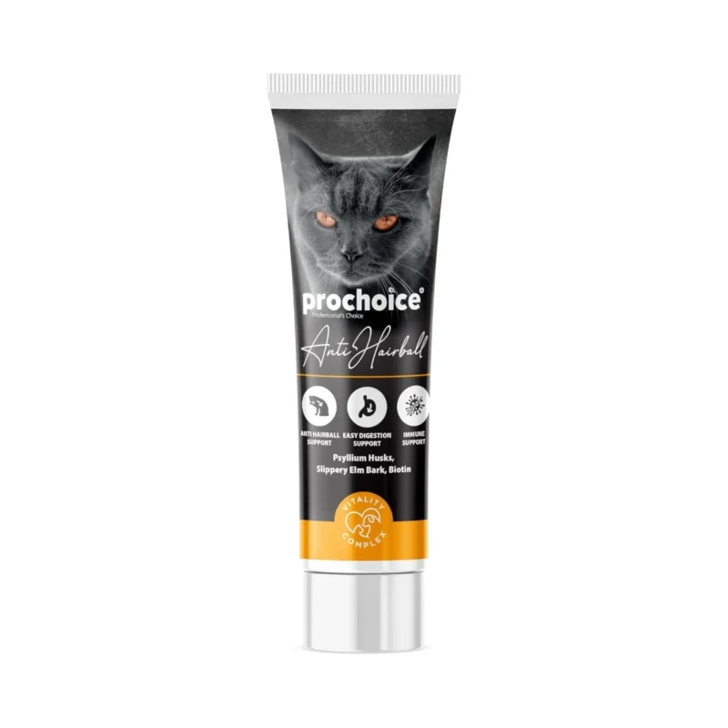 Prochoice Antihairball kediler için tüy yumağı önleyici malt macun 100 mL, sindirim sağlığını destekler.