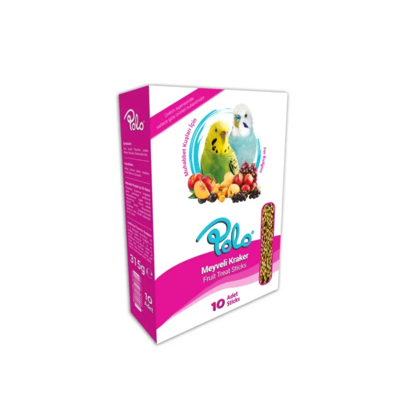 Polo Meyveli Muhabbet Krakeri 10'lu paket, muhabbet kuşları için lezzetli ve besleyici meyve aromalı kraker