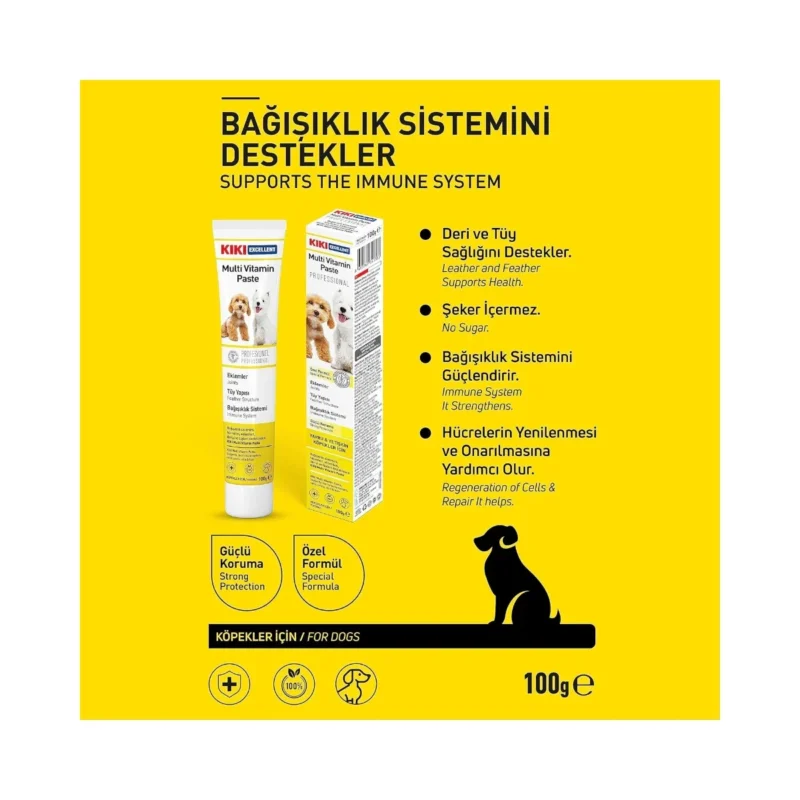 KIKI Excellent Multivitamin Köpek Macunu 100g - Vitamin ve mineral takviyesi içeren besleyici köpek macunu