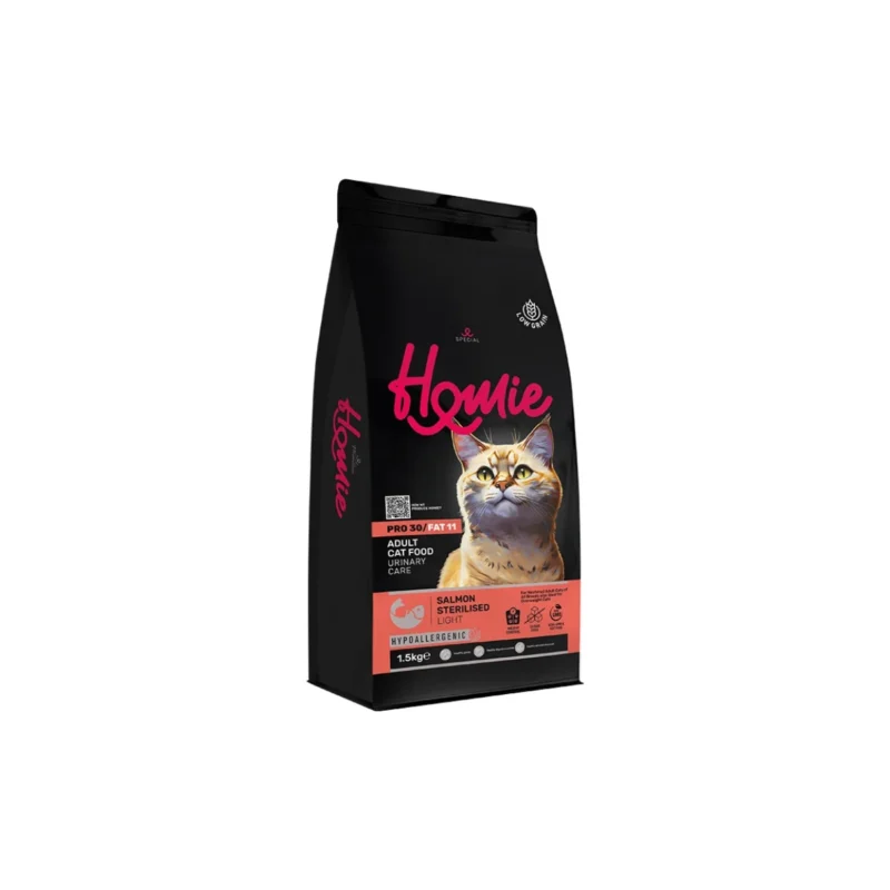 Homie az tahıllı somonlu light kısırlaştırılmış yetişkin kedi maması 1,5 kg paket görseli