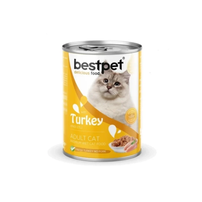 Bestpet hindi etli yetişkin kedi maması 400g sos içinde et parçacıklı yaş mama