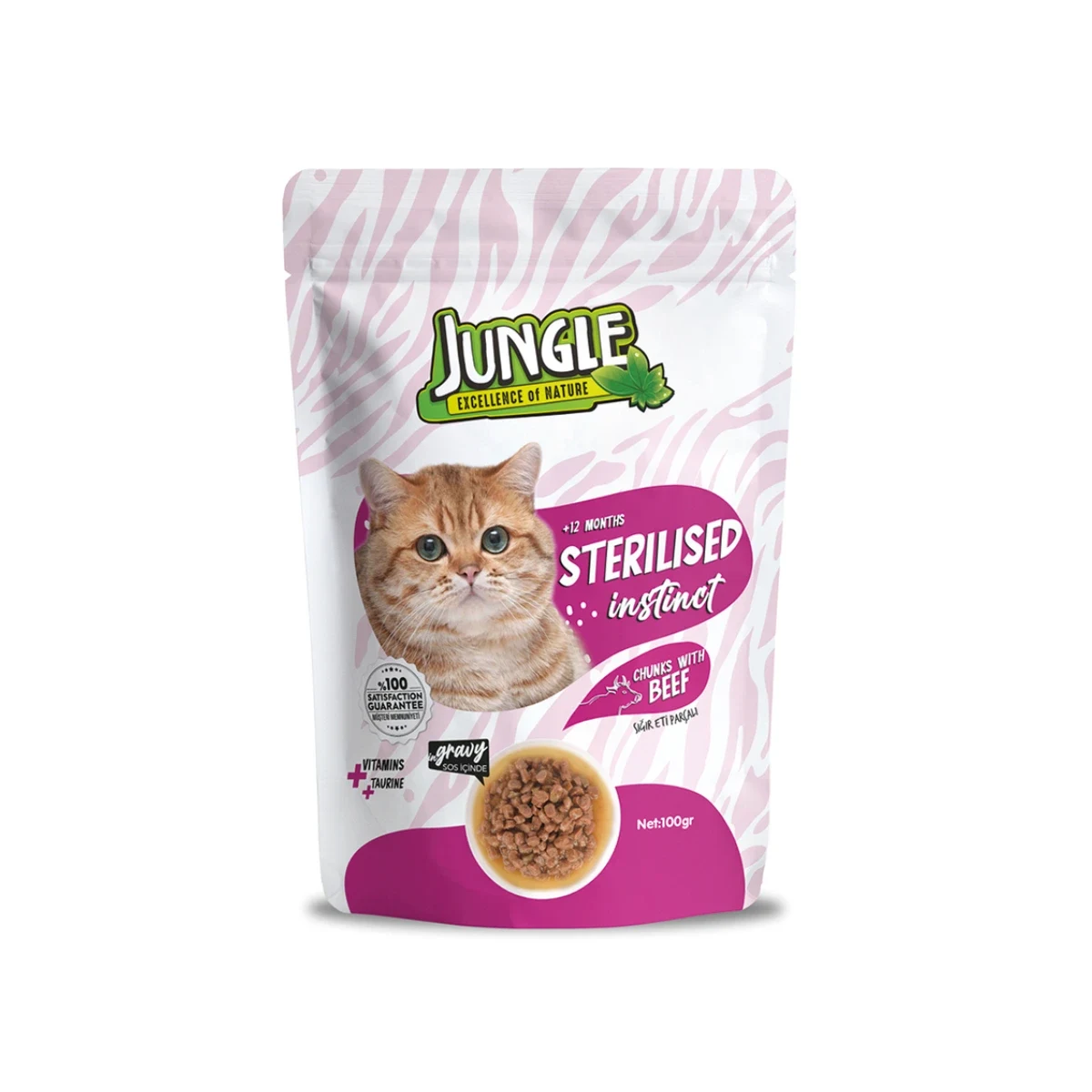 Jungle Kısır Kedi Biftekli Yaş Mama 100 g Kedi Jungle dana etli kısır, bulgur ve taze malzemelerle hazırlanmış lezzetli bir Türk mezesi