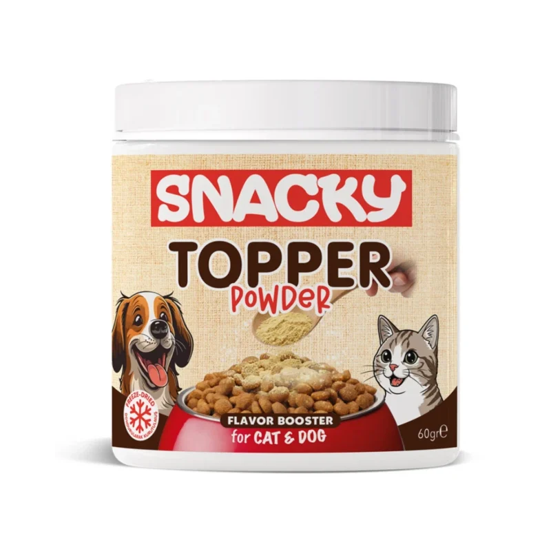 Snacky Frize kurutulmuş tavuk lifli topper tozu 60g, evcil hayvan maması katkısı
