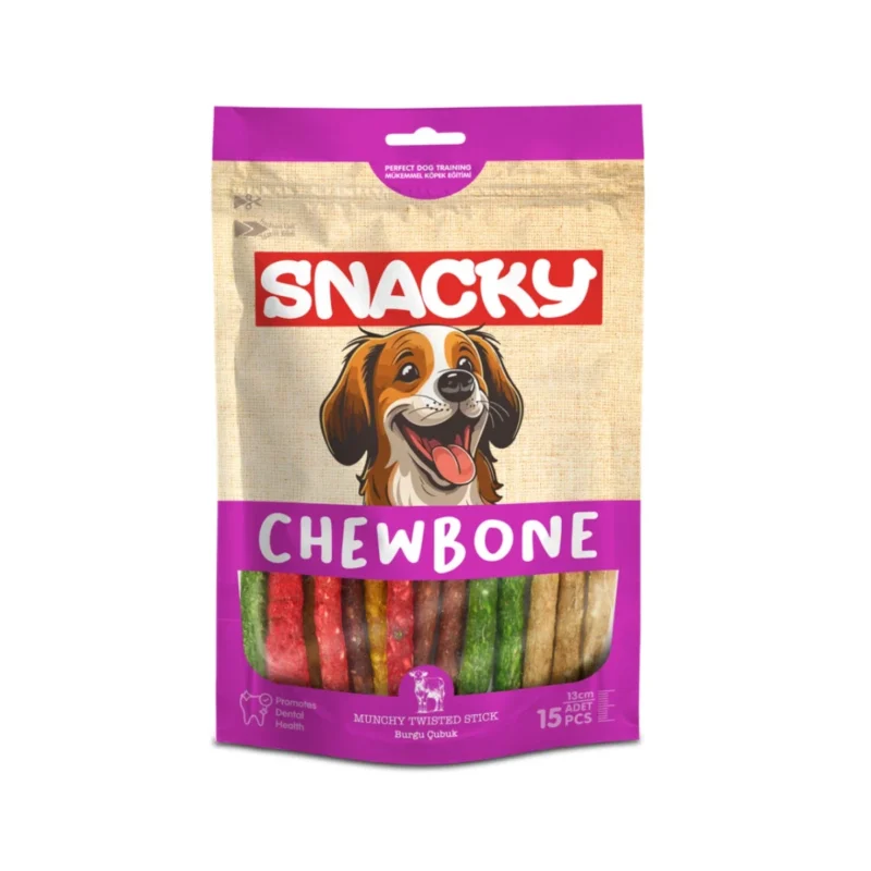 Snacky Munchy Köpek Burgu Çubuk 15'li 13cm 105g - Köpekler için lezzetli çiğneme ödülü