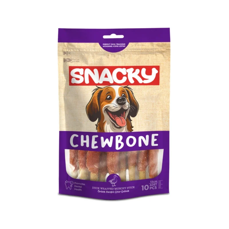 Snacky Munchy Ördek Sargılı Köpek Ödülü 10'lu paket, 13cm boy 120g doğal tavuk bazlı atıştırmalık