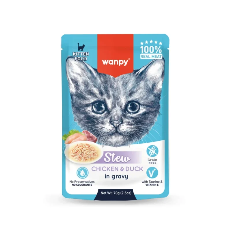 Wanpy Tavuk & Ördek Yaş Kedi Maması 70g - Doğal İçerikli Protein Açısından Zengin Kedi Konservesi