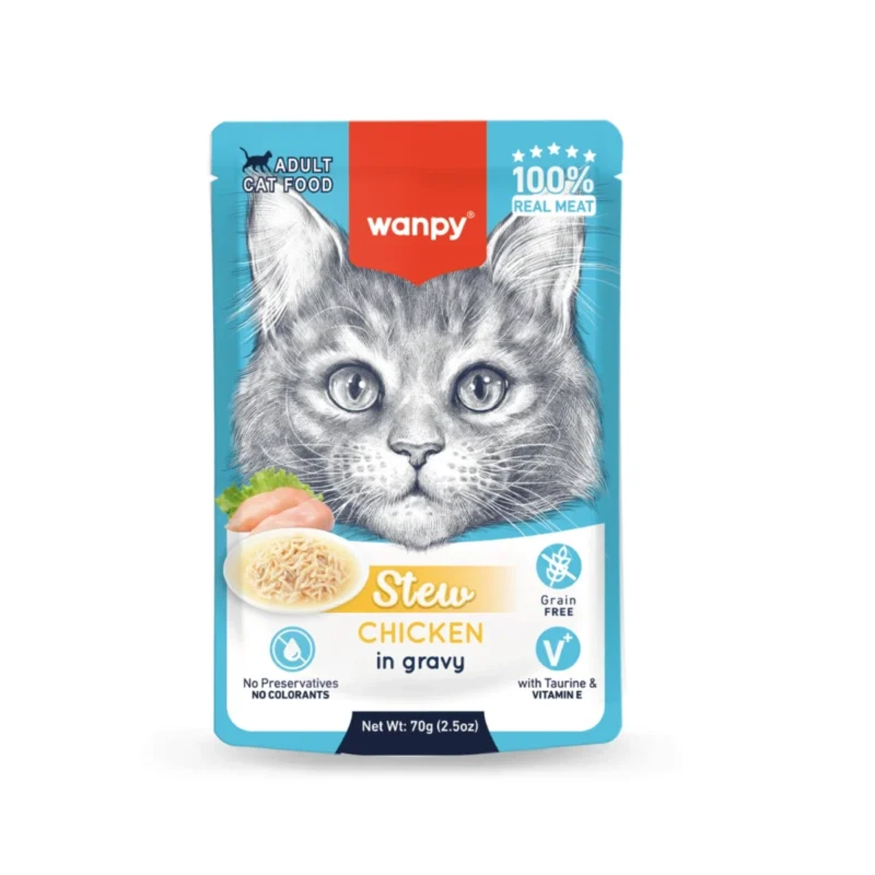 Wanpy Tavuklu Yaş Kedi Maması 70 g – Kediler için lezzetli ve besleyici tavuklu yaş mama