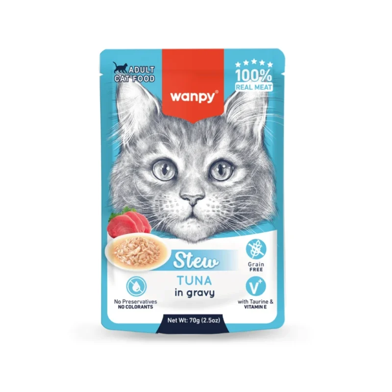 Wanpy ton balıklı yaş kedi maması 70 g, yetişkin kediler için besleyici ve lezzetli ıslak mama
