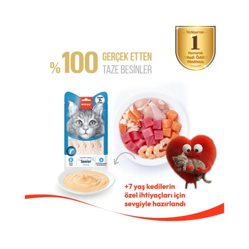 Wanpy Ton Balıklı 7+ Yaş Kedi Ödül Maması ikinci görsel - yaşlı kediler için özel formül