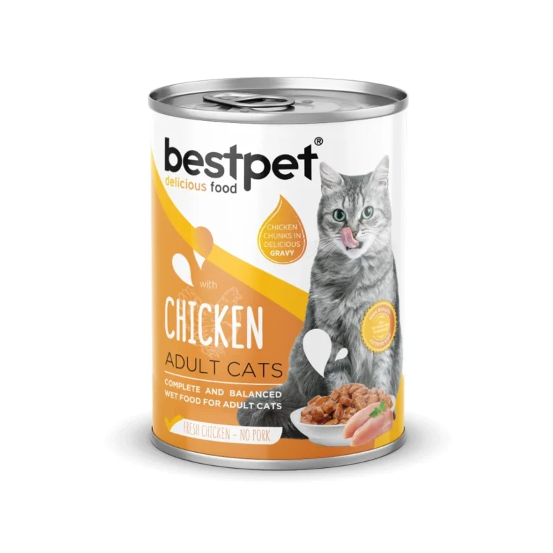 Bestpet tavuklu yetişkin kedi maması sos içinde et parçacıklı 400 g ambalaj görseli