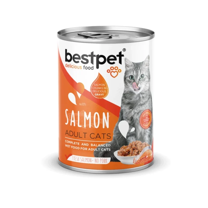 Bestpet somonlu yetişkin kedi maması, sos içinde et parçacıklı 400 g ıslak mama