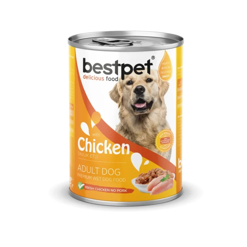 Bestpet sos içinde et parçacıklı tavuklu köpek maması 400 g, besleyici ve lezzetli ıslak mama