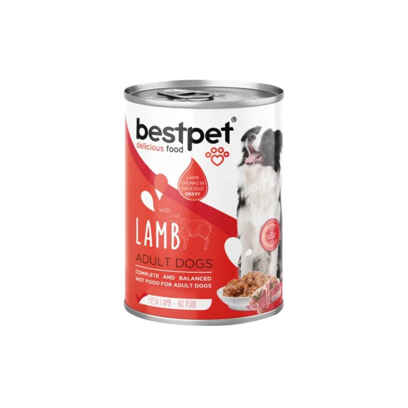 Bestpet kuzu etli yetişkin köpek maması, sos içinde et parçacıklı 400 g yaş mama
