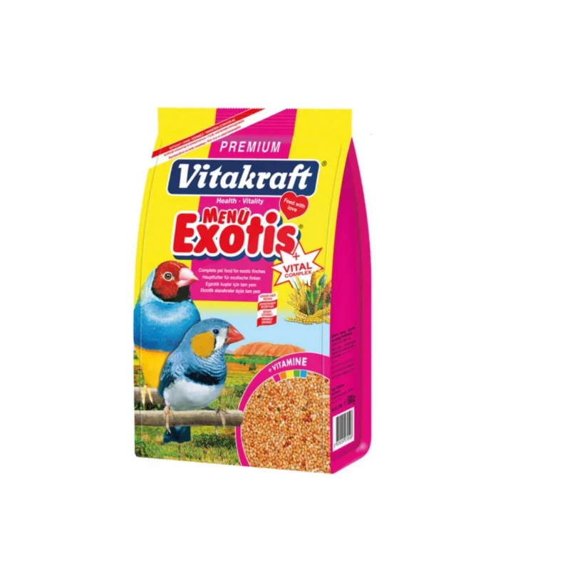 Vitakraft egzotik kuşlar için premium yem 500 gr, dengeli beslenme sağlayan kaliteli tohum karışımı
