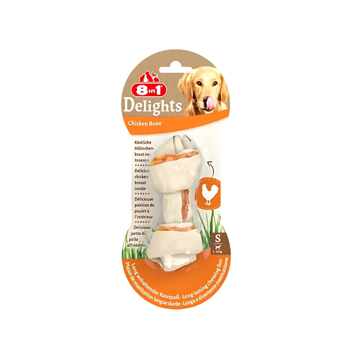 8IN1 Delights Bones Köpek Ödül Kemiği Tavuklu S – Küçük Irk Köpekler İçin Diş Temizleyici Tavuklu Kemik Köpek 8IN1 Delights Bones tavuklu köpek ödül kemiği S boy, küçük ırklar için lezzetli ve sağlıklı atıştırmalık