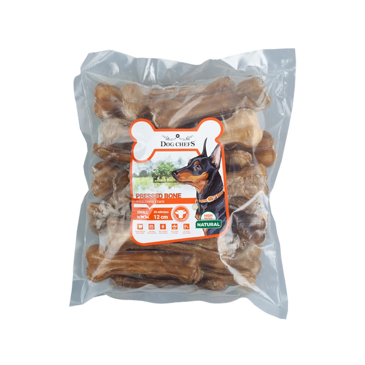 Dog Chefs Preslenmiş Naturel Kemik 12 cm 25 Adet