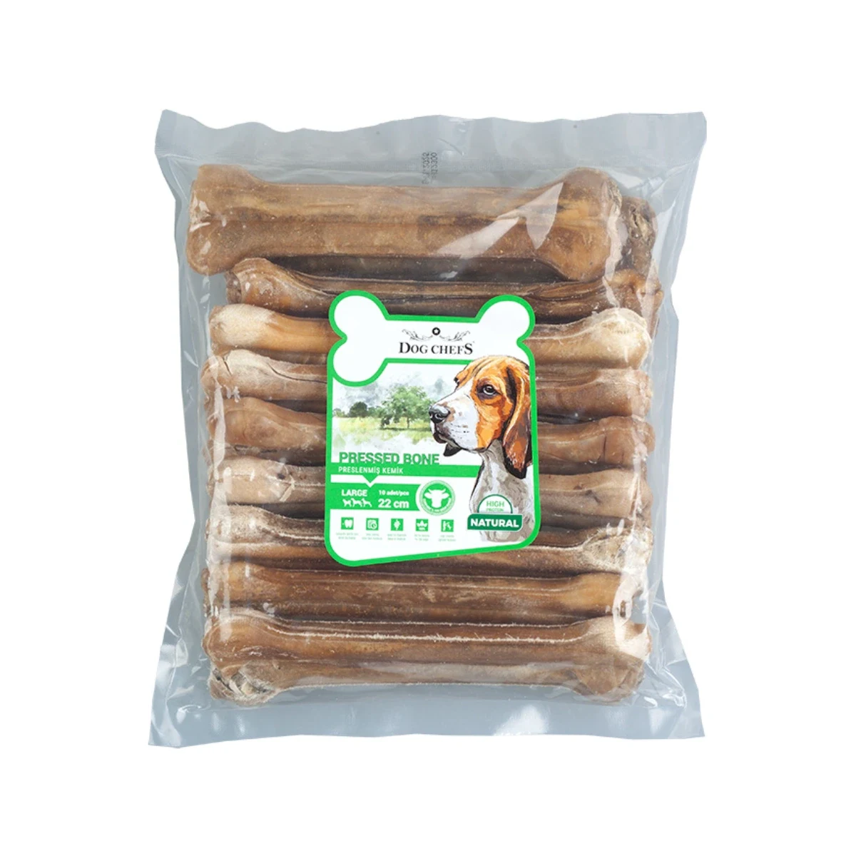 Dog Chefs Kemik Naturel Large 22 cm k&ouml;pek &ouml;d&uuml;l kemiği, 10 adet doğal b&uuml;y&uuml;k boy kemik paketi