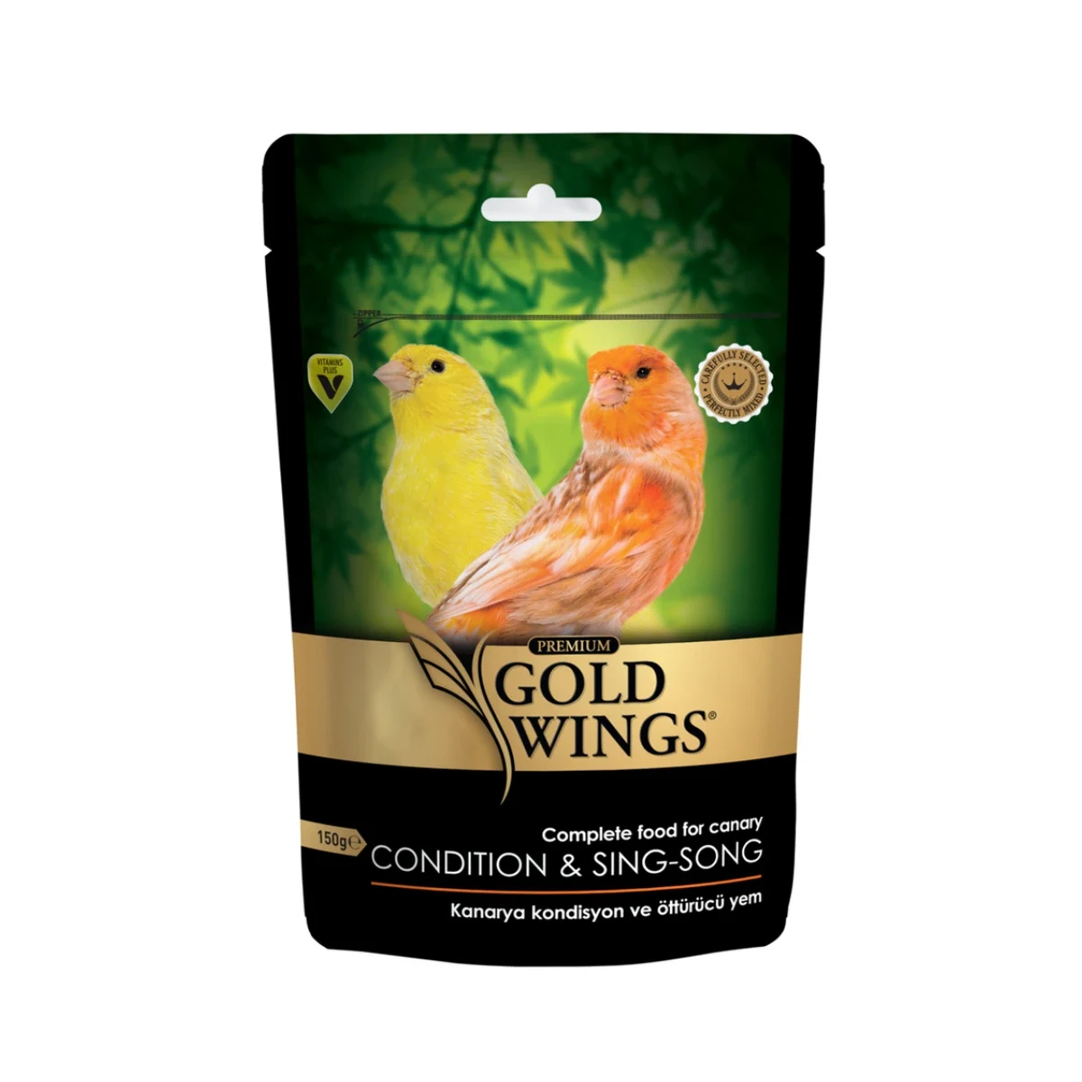 Gold Wings Premium Kanarya Kondisyon ve Öttürücü Yemi 200 g – Hızlı Ötme ve Üreme için Doğal Takviye Ek Besinler Gold Wings Premium 200g kanarya kondisyon ve öttürücü yemi, sağlıklı ötüş için özel formül