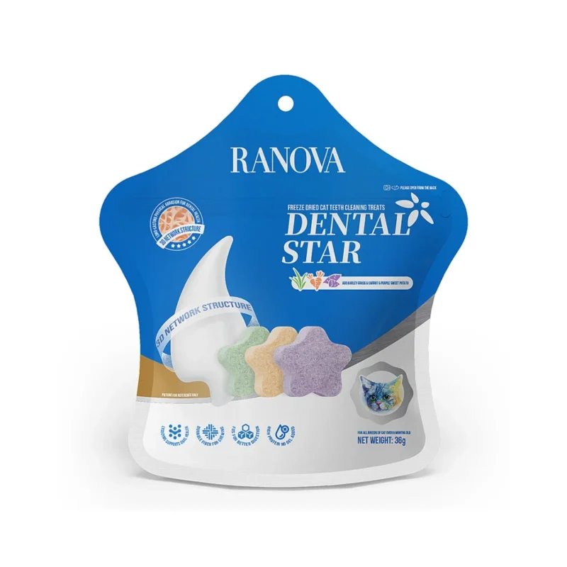 Ranova Dental Star kediler için dondurularak kurutulmuş karışık dental ödül, 36 g ağız sağlığı ödülü