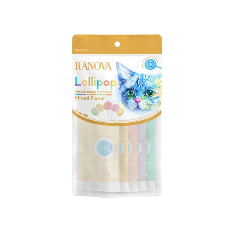 RaNova Lolipop 5'li Kedi seti, sevimli kedi figürlü renkli lolipop şekerleme paketi