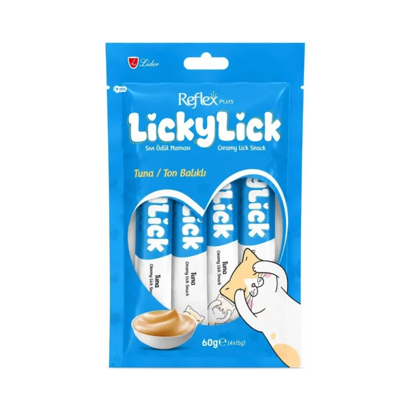 Reflex Plus Licky Lick ton balıklı sıvı kedi ödül maması 4x15 g paket görseli