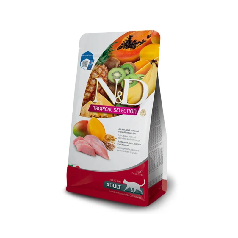 N&D Cat Tropical Selection Tavuklu Yetişkin Kedi Maması 1,5 Kg tahılsız doğal içerikli