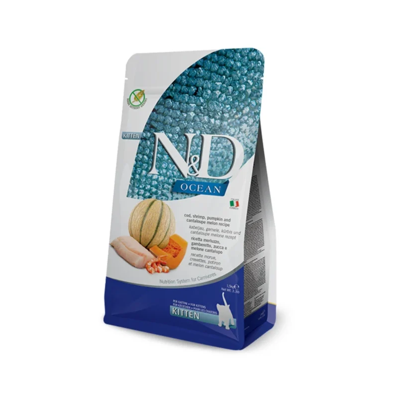N&D Ocean Yavru Kedi Morina, Karides, Balkabağı ve Kavun Tahılsız Mama 1,5 Kg