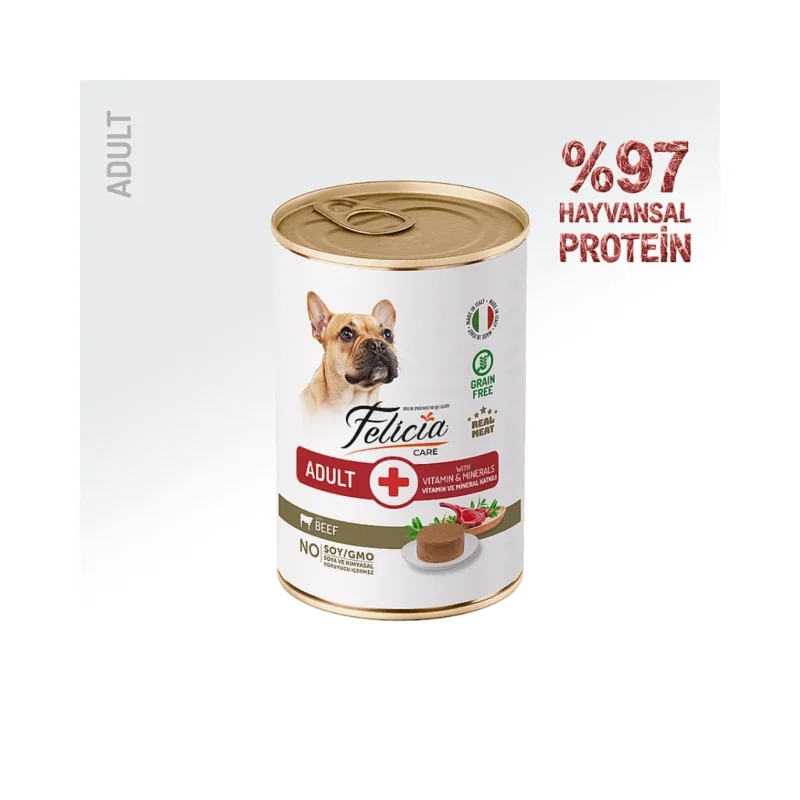 Felicia Dana Etli Yetişkin Köpek Konservesi 400g – Dana etli, besleyici yetişkin köpek maması
