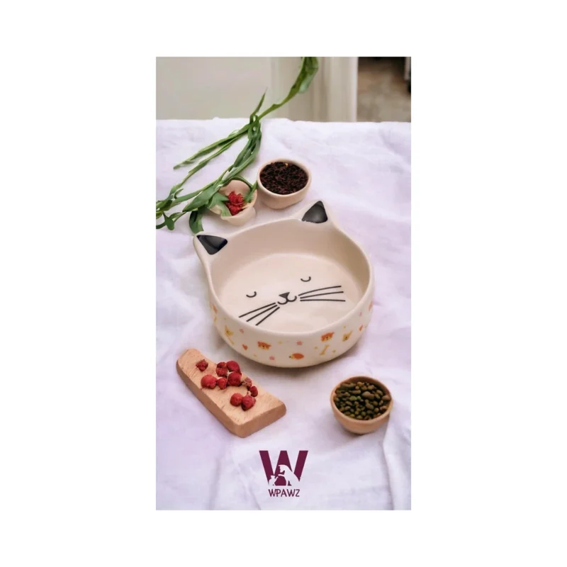 Wpawz Gold Seramik Mama Kabı 300 mL altın detaylı şık tasarım, evcil hayvan mama kabı yakından görünüm