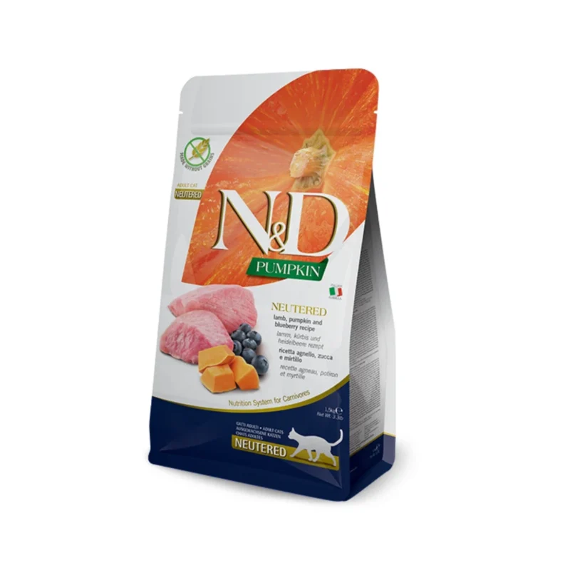 N&D Pumpkin kısırlaştırılmış kedi maması kuzu ve yaban mersini içerikli 1,5 kg tahılsız formül