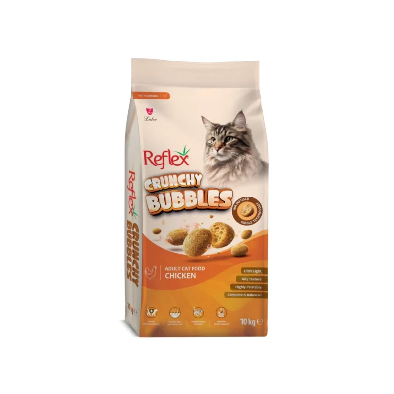Reflex Crunchy Bubbles tavuklu yetişkin kedi maması 10 kg büyük boy ekonomik paket