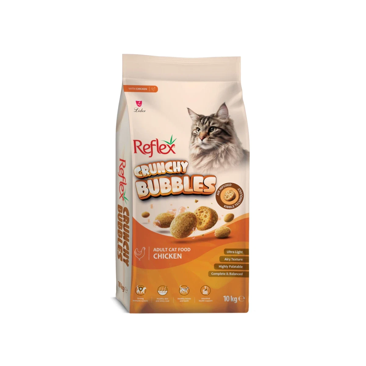 Reflex Crunchy Bubbles Tavuklu Yetişkin Kedi Maması 10 kg – Seçici Kediler İçin Çıtır Hafif Formula Köpek Reflex Crunchy Bubbles tavuklu yetişkin kedi maması 10 kg büyük boy ekonomik paket