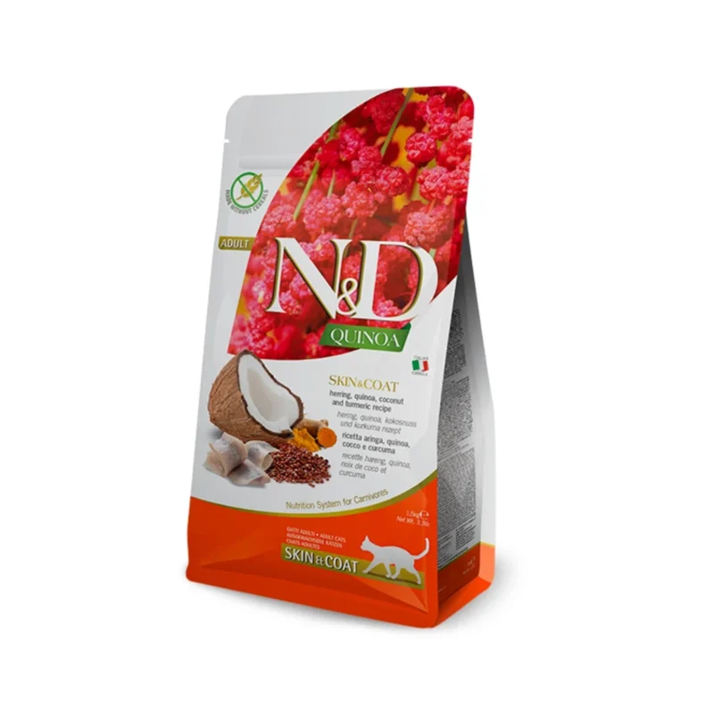 N&D Quinoa Kedi Deri & Tüy Sağlığı Ringa Balıklı & Hindistan Cevizli Yetişkin Kedi Maması 1,5 Kg