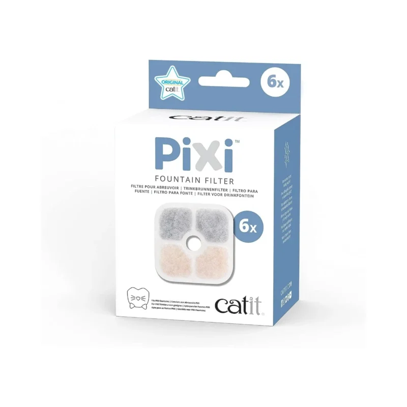 Catit Pixi yedek kartuş 6'lı paket – kedi çeşmesi için uzun süreli filtreleme çözümü